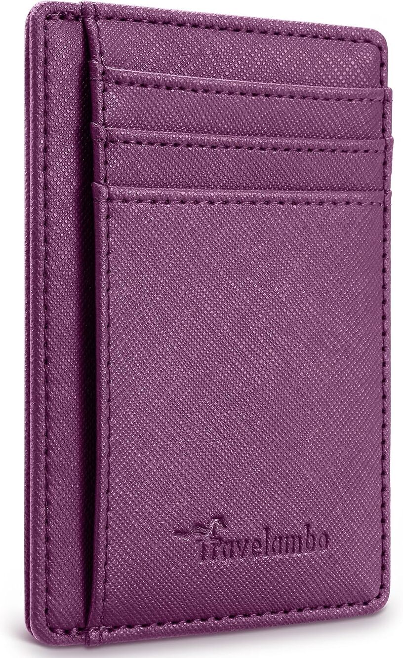 Travelambo Slim Wallet Front Pocket Minimalist Leather RFID Blocking Medium Size